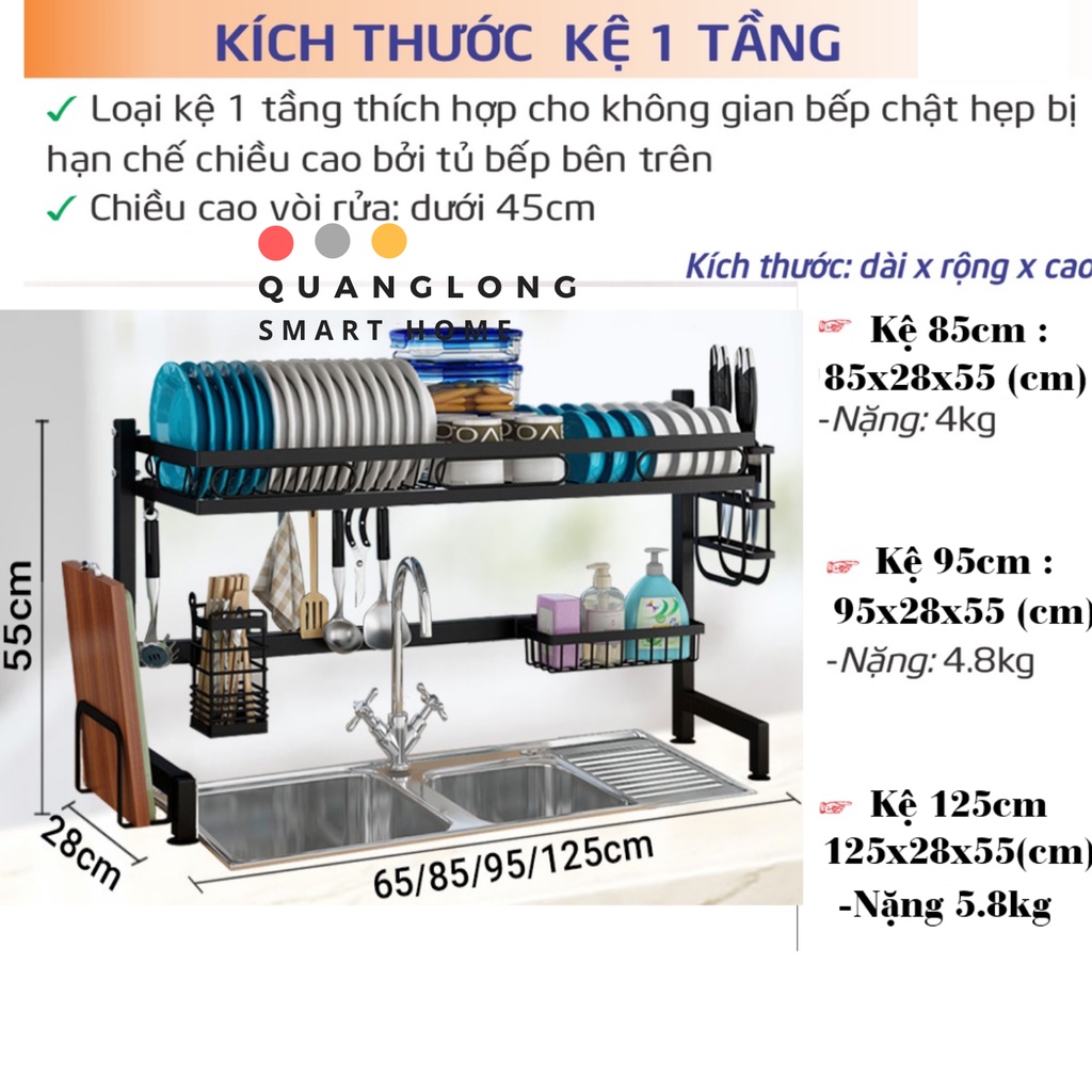 kệ đựng chén bát thông minh 1/2 tầng giá đựng bát đũa kệ úp bát đĩa đa năng QUANGLONG_KCB03