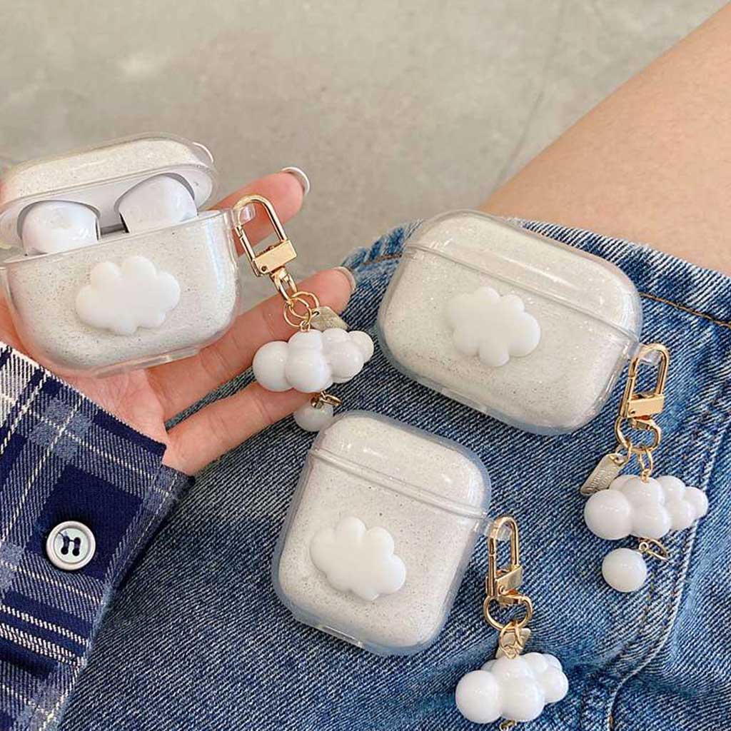 Vỏ Bảo Vệ Hộp Sạc Tai Nghe Airpods Pro 2 1 3 Bluetooth Không Dây Bằng TPU Mềm Hình Đám Mây Lấp Lánh Chống Rơi Chống Bẩn