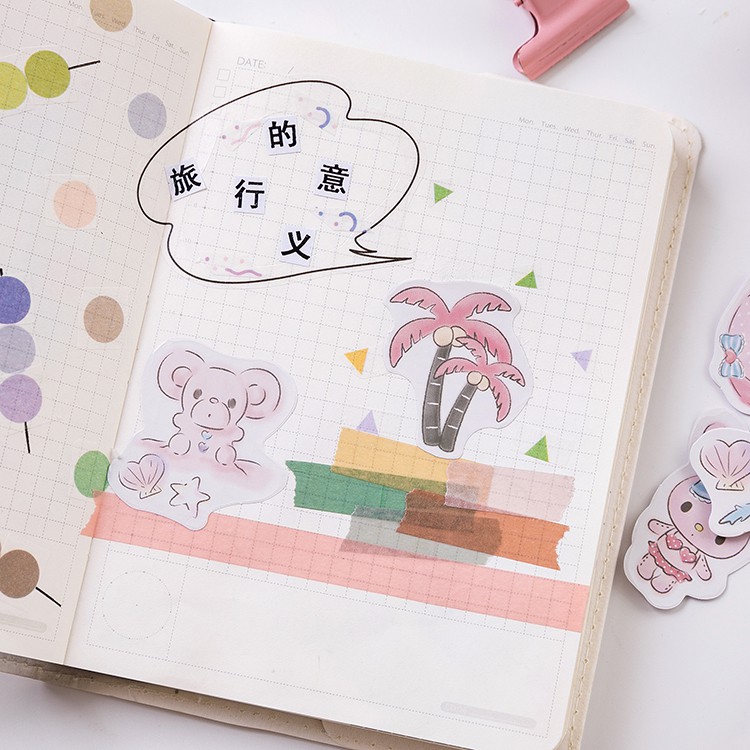 Set 45 miếng dán hoạt hình trang trí dễ thương