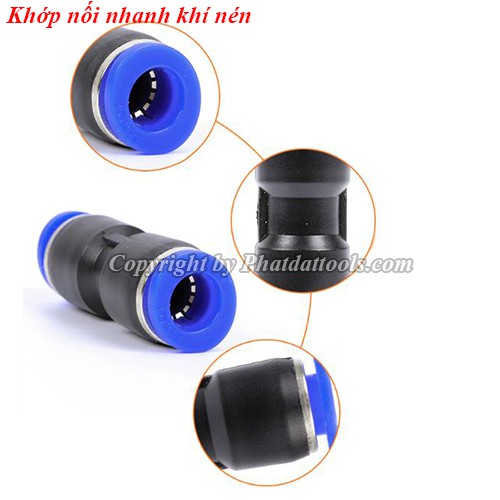 Khớp nối nhanh dây hơi khí nén dạng thẳng,chữ T,chữ thập-Nhựa PE cao cấp-Size 6-8-10-12