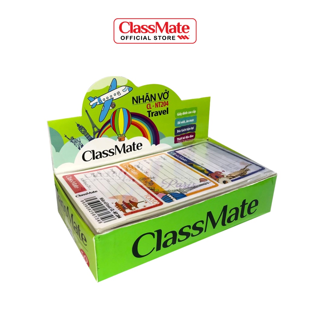Nhãn Vở Có Keo Dán Sẵn CLASSMATE Chất Liệu Giấy Bóng Nổi Bật Họa, Tiết Dễ Thương, Tiện Dụng 4 Cái/Tờ CL-NT204