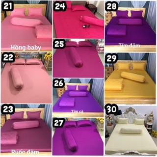 Bộ ga gối thun màu cho niệm cao 25cm