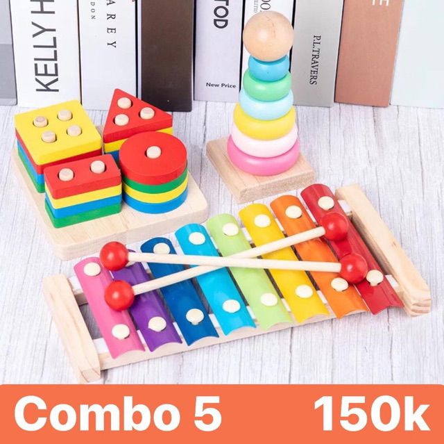 Combo 7 bộ đồ chơi gỗ thông minh 7 món đồ