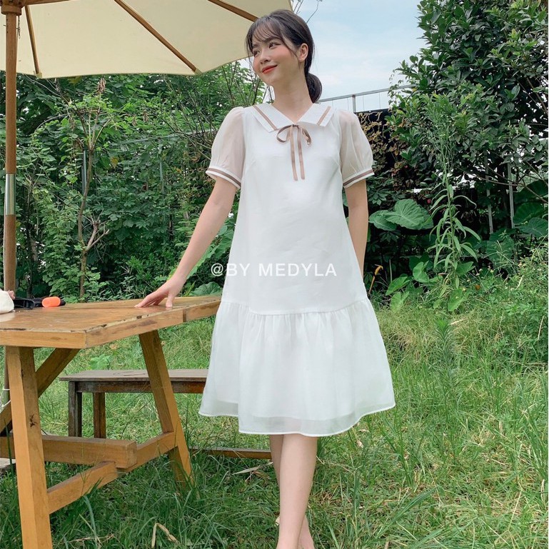 MEDYLA - Váy bầu mùa hè xinh thiết kế 2 lớp tơ lót lụa cho bầu đi chơi du lịch dự tiệc - VS782