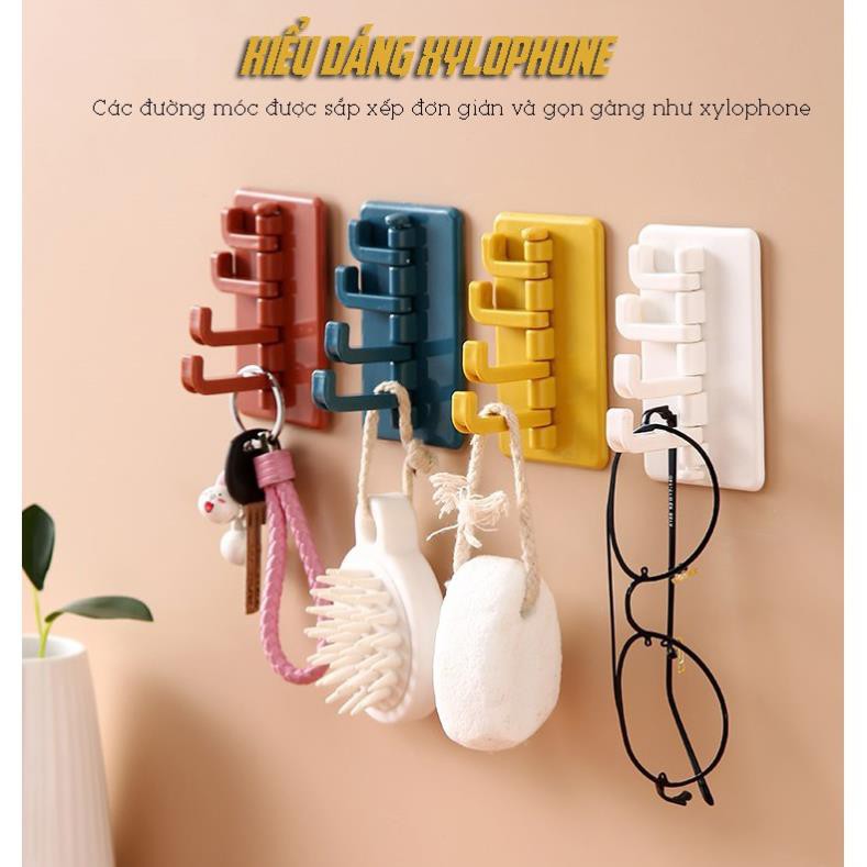 Móc Treo 4 Nhánh Xoay 180 Độ Hình Xylophone Dán Tường Treo Đồ Dùng