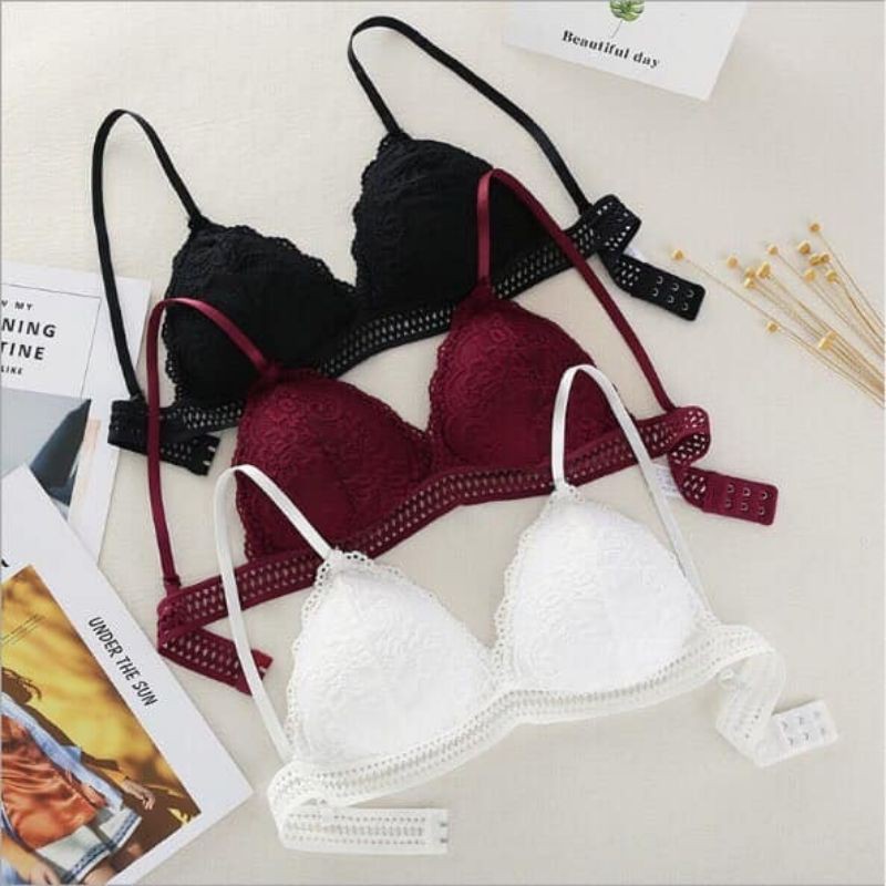 Áo lót nữ ren hoa móc cài sau 7311