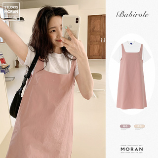 (ORDER) Váy yếm hai dây MORAN xòe ngắn dáng A-line style đáng yêu Hàn Quốc màu hồng/trắng