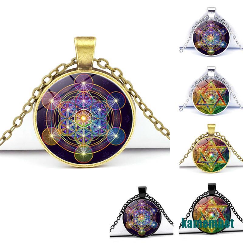 (new)Mysterious Cube Necklace Sacred Geometry Flower of Life Glass Pendants