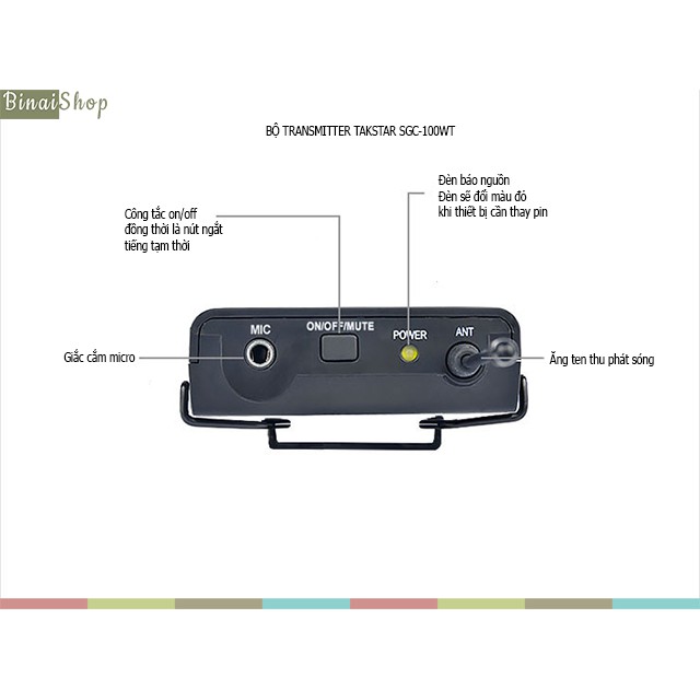 Micro không dây cho máy ảnh, máy quay Takstar SGC-100W