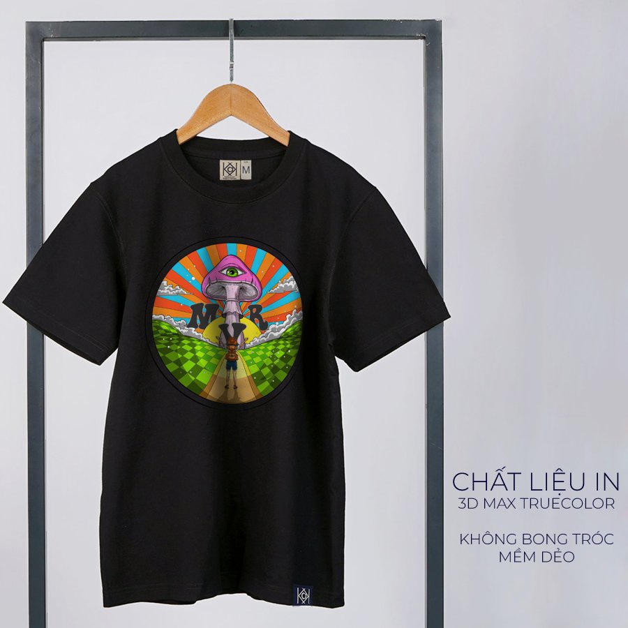 Áo thun Mát Phom Rộng Phông Unisex Nam Nữ Đẹp In Hình Hippie Nấm Khổng Lồ Mùa Hè Cotton 100% LL8002
