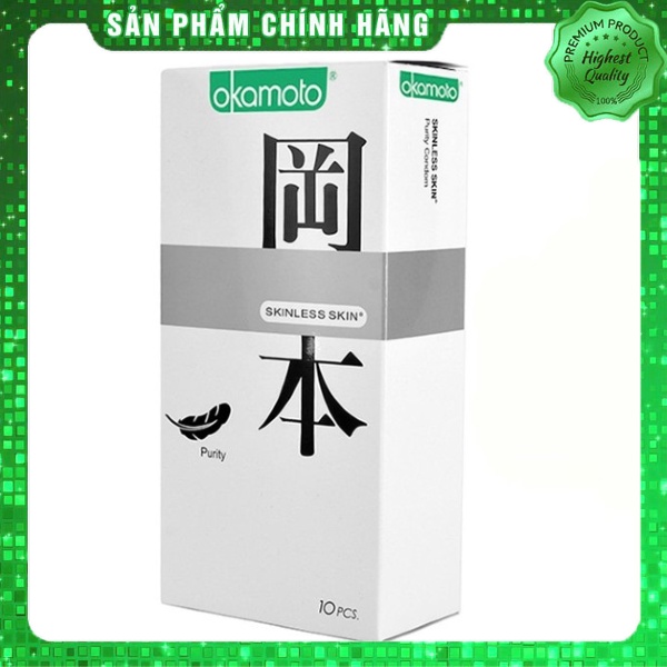 Bao cao su siêu mỏng tinh khiết Okamoto Purity - bcs Nhật Bản - hộp 10 chiếc