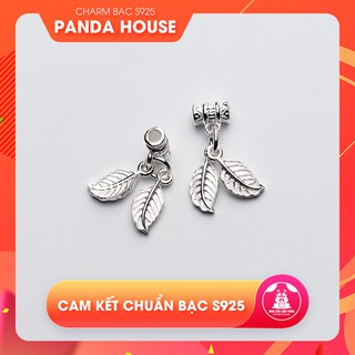 Charm bạc s925 hình 2 chiếc lá (charm treo) size 15x4mm - Panda House