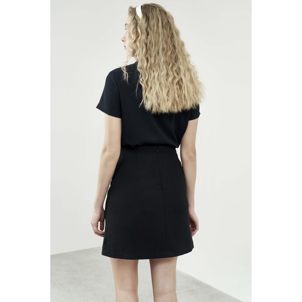 [Mã WABRHI5 giảm 15% đơn 599K] Chân váy đen vạt chồng khuy bọc 1CV1006 ADORE DRESS | BigBuy360 - bigbuy360.vn
