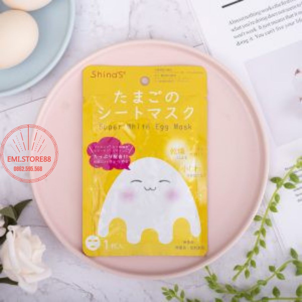 MẶT NẠ ĐẮP MẶT TINH CHẤT TRỨNG TRẮNG DA, MỜ NÁM NHẬT BẢN SUPER WHITE EGG MASK 25G HỘP 10 miếng chính hãng