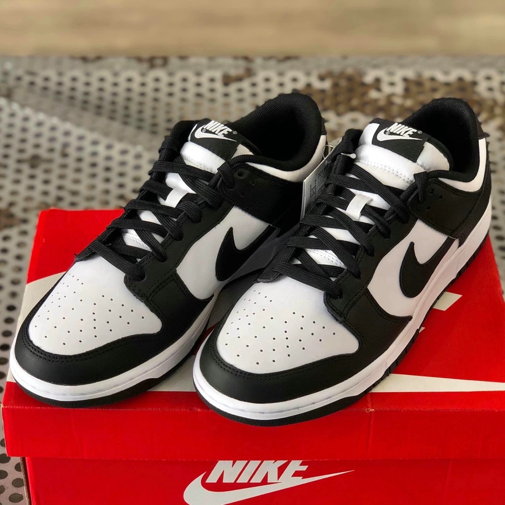 Giày Sneaker Nam Nữ SB Dunk Low Trắng Móc Đen