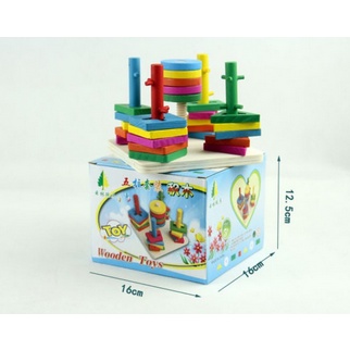 Đồ chơi thả hình 5 trụ cột khối gỗ zic zac cho bé