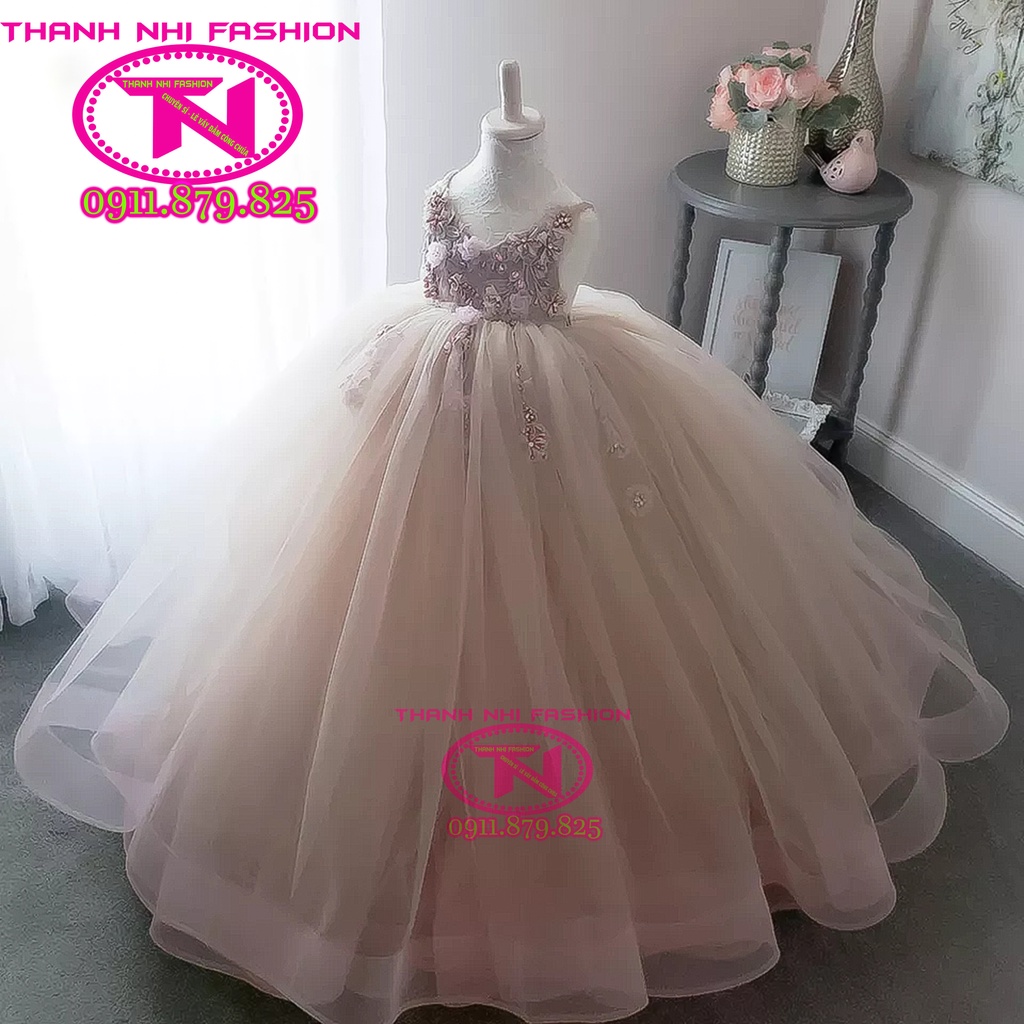 Đầm bé gái tiểu thư quý phái - Váy Công Chúa TN005 - Váy Bé Gái - Hàng Thiết Kế Cao Cấp
