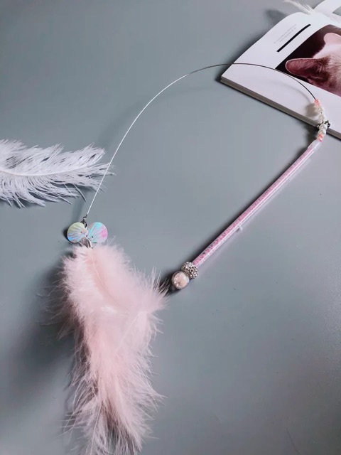 Cần Câu Mèo Màu Pastel Phối Lông Vũ Cao cấp