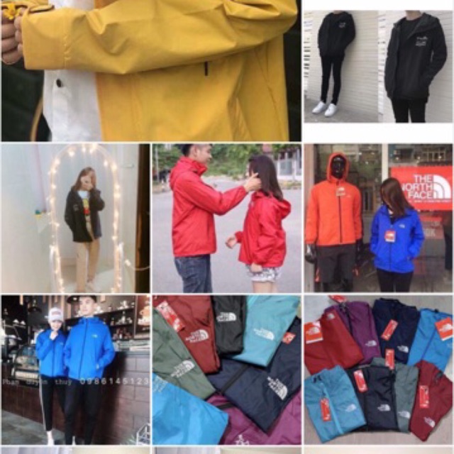 Áo gió 2 lớp, in chữ, gió TNF chống nước, chống gió, chống nắng, chống bụi