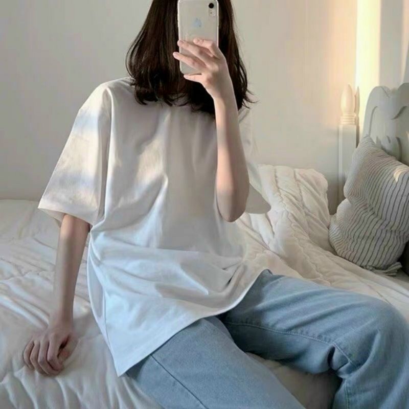 Áo thun nam nữ mẫu trơn basic tay lỡ