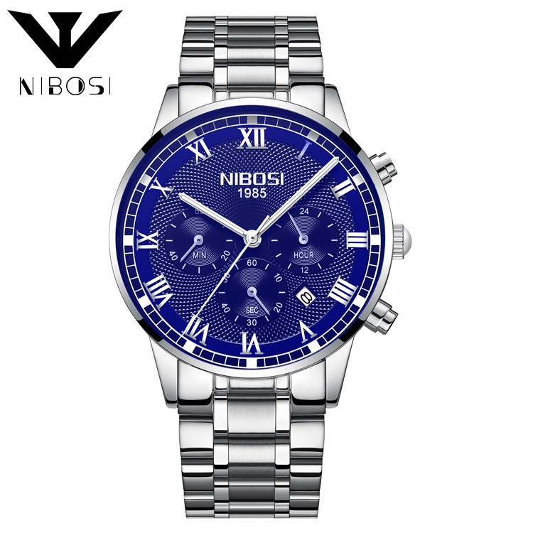 ĐỒNG HỒ NAM NIBOSI NI2339 - DÂY THÉP KHÔNG GỈ - KÍNH SAPPHIRE - SIZE 43MM - FULLBOX