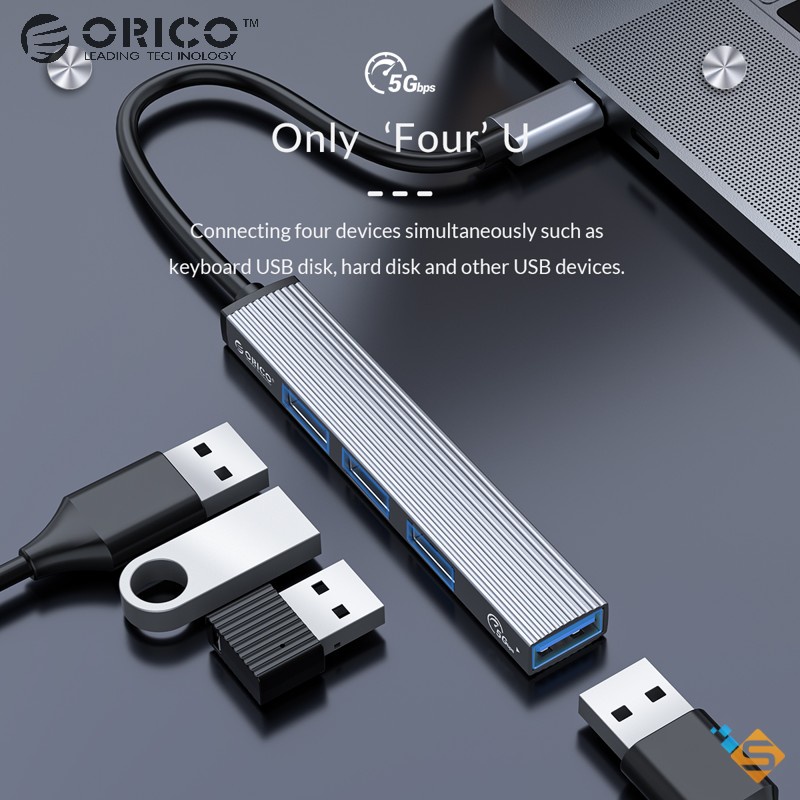 Hub chia cổng ORICO chuyển đổi Type-C sang 4 cổng USB 3.0 + 2.0 AH-13/ 3 cổng USB và khe đọc thẻ nhớ AH-12F