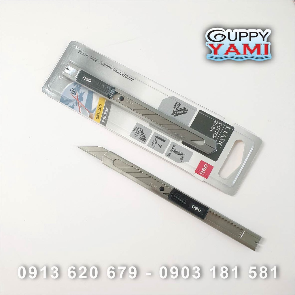 Dao rọc giấy Deli 30 độ, Dao cắt giấy mini nhỏ gọn Deli 30 độ