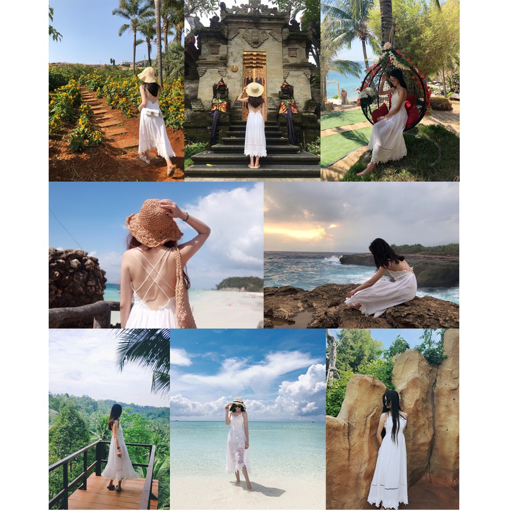 Váy maxi trắng vintage đan dây lưng - MS028 (Có ảnh thật) | BigBuy360 - bigbuy360.vn