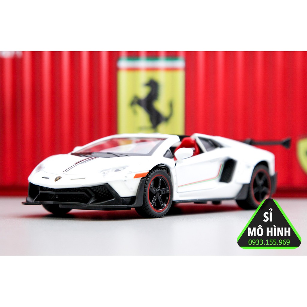 [ Sỉ Mô Hình ] Xe mô hình siêu xe Lambo Aventador SVJ mui trần 1:32 Trắng