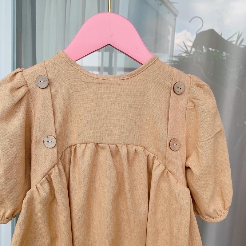 [ Hot Autumn] Váy trẻ em Váy dài tay kiểu dáng vintage màu be gừng cực Tây vải mềm mát cho bé gái