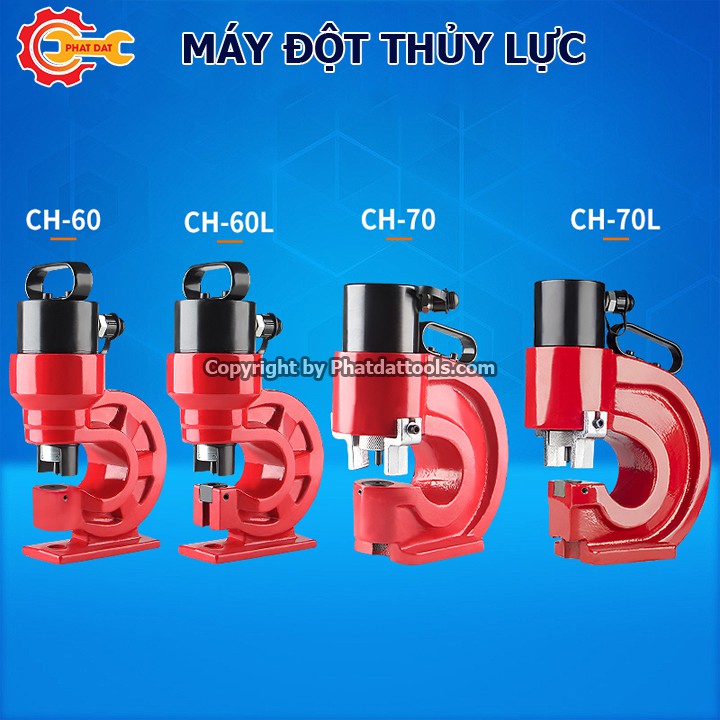 Máy Đột Lỗ Thủy Lực CH60 đỏ-Đột tôn dầy 6mm-Đi kèm 4 khuôn đột