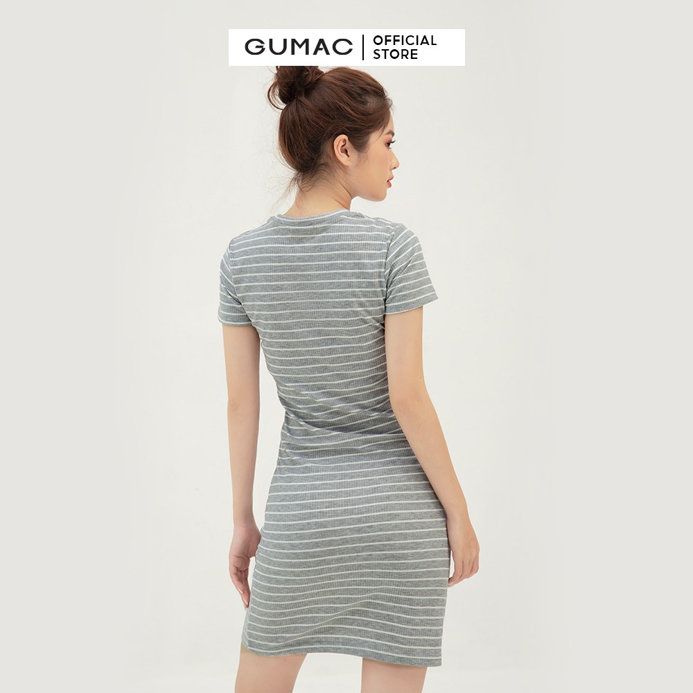 Đầm thun nữ ôm body GUMAC chất liệu sọc ngang, tay ngắn sexy DB303 | BigBuy360 - bigbuy360.vn