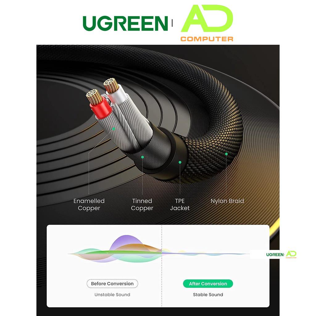Dây cáp Audio 3.5mm chia 2 tai nghe, đầu nhôm UGREEN AV123 AV191