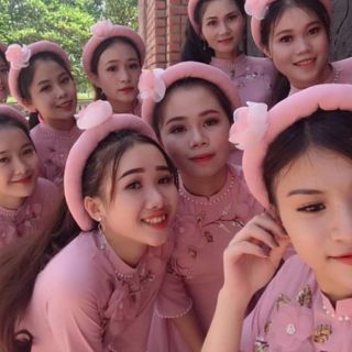 SÉT ÁO DÀI HỒNG VỎ ĐỖ 3 MÓN Y HÌNH.