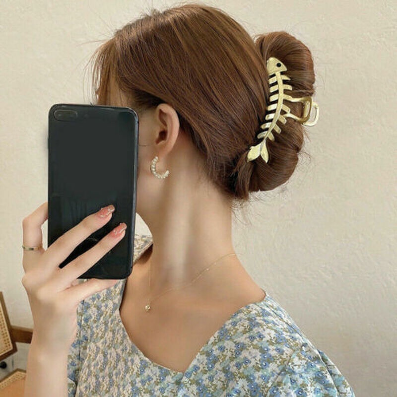 Kẹp Tóc Hình Đuôi Cá Bằng Hợp Kim Màu Sắc Đơn Giản Cho Nữ