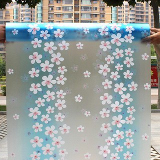 1m x 45cm PVC Decal Cửa kính mờ Cửa sổ Bảo mật - hoa lài xanh dương YY15