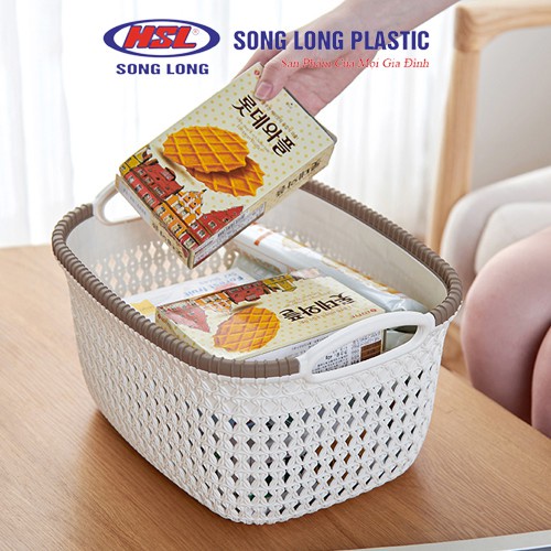 Rổ nhựa giả mây có quai cầm nhiều size