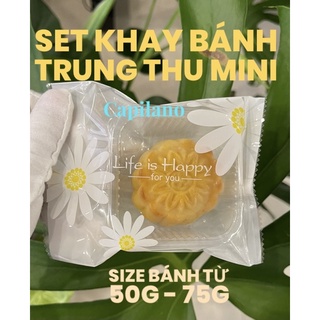 TRUNG THU 2023- Set 10 khay túi Hoa Cúc đựng bánh trung thu Mini 50g - 75g