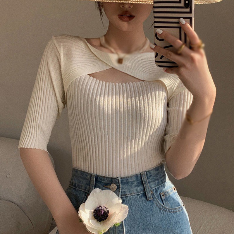 Áo Thun Ngắn Tay Hở Lưng Gợi Cảm Cho Nữ