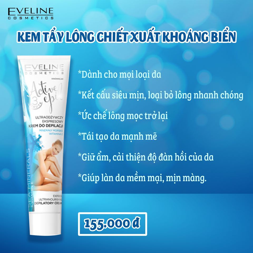 Kem Tẩy Lông Eveline Từ Khoáng Biển Cho Mọi Loại Da 125ml ACTIVE EPIL