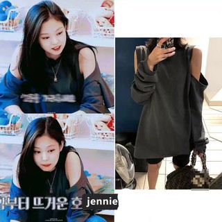 jennie blackpink Áo Nữ Tay Dài Hở Vai Thời Trang Hàn Quốc
