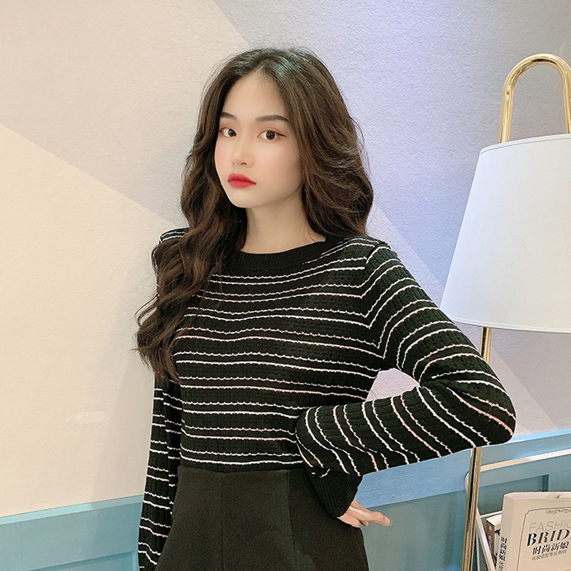 Áo sweater thời trang kẻ sọc dáng ôm phong cách Hàn Quốc cá tính 2020