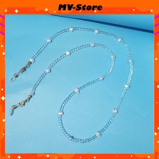 Dây Đeo Chống Thất Lạc Khẩu Trang Giữ Mắt Kính Dạng Chuỗi Pha Lê Trái Tim Hồng Phong Cách Hàn Quốc