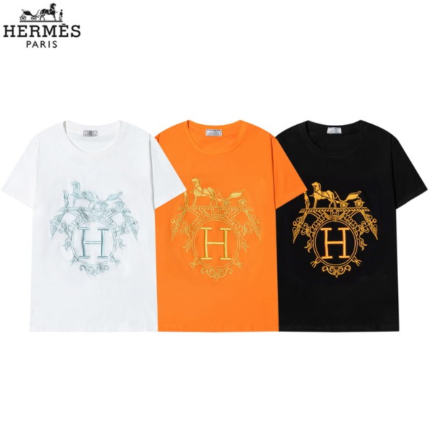 Áo Thun Cotton Tay Ngắn In Chữ Hermes Thời Trang Cho Nam Và Nữ