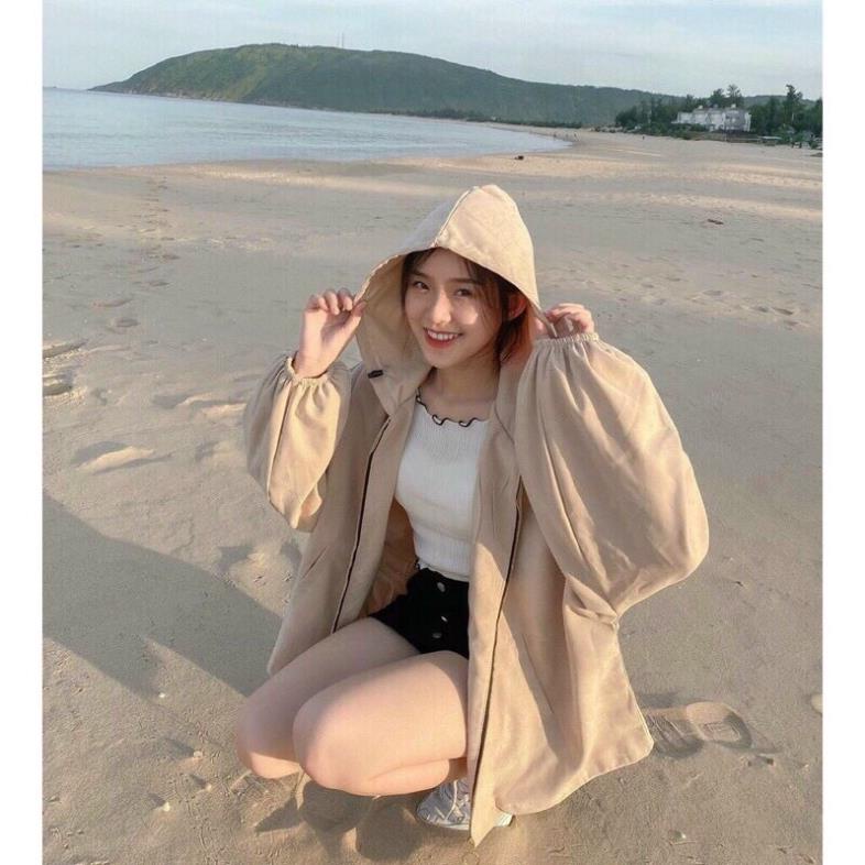 Áo Khoác Kaki Tay Bồng 1 Lơp  Đi Nắng Unisex Phong Cách Hàn Quốc Ulzzang Hot
