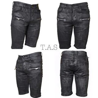 Jeans short Biker khoá ngang WAX