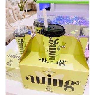 trà sữa Wings lốc 6 cốc( 500ml) (mix 2 vị 3 ht+ 3 nhài)