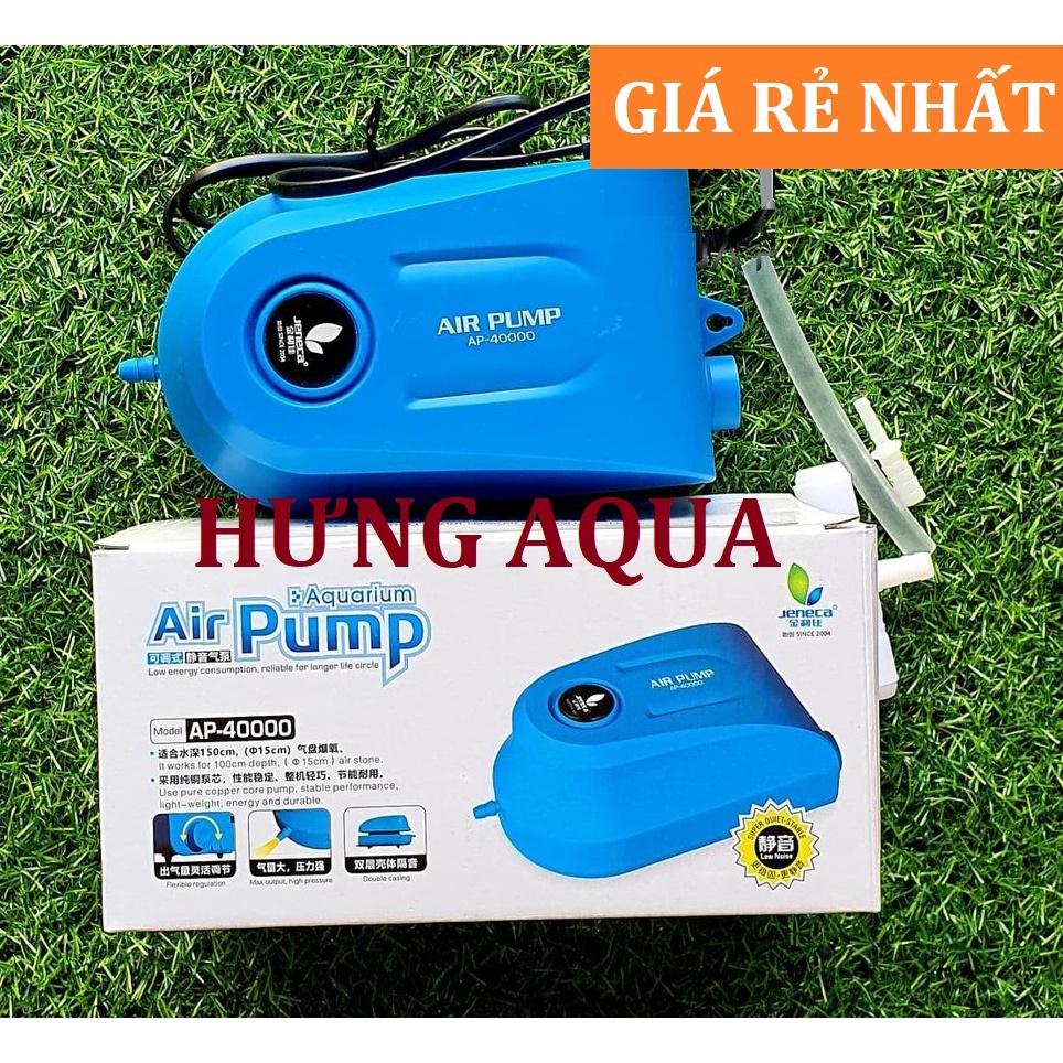 Máy sục oxy bể cá, Máy sủi oxy Jeneca AP-30000/ AP-40000 4 vòi có điều chỉnh lưu lượng, chạy cực êm