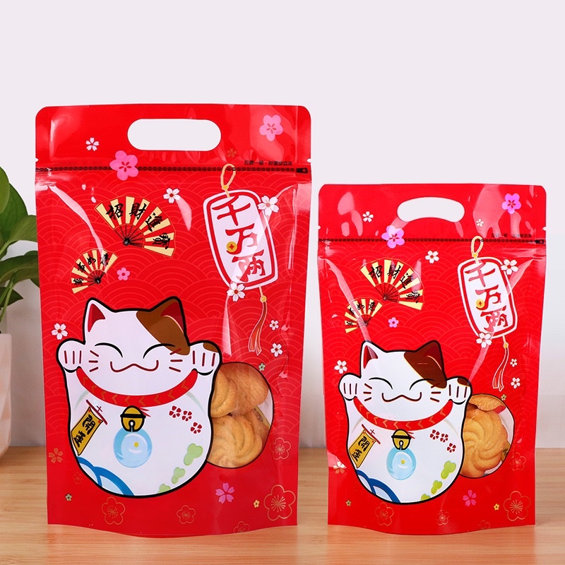 Set 10 túi zip mèo thần tài size 18 x 28 + 4 cm đáy