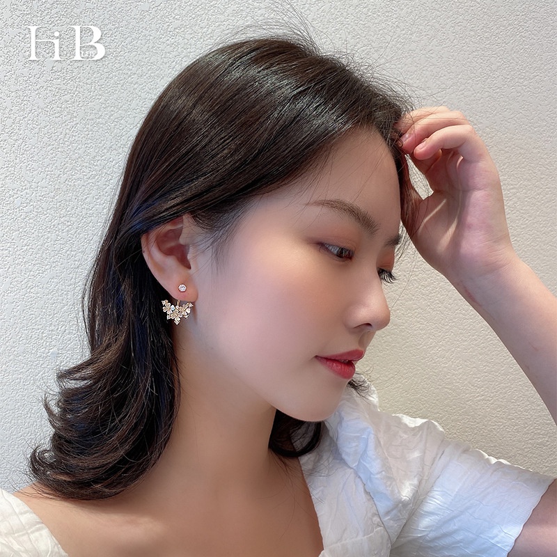 Bông Tai Hình Chữ V Đính Đá Lấp Lánh Phong Cách Hàn Quốc Thời Trang Cho Nữ